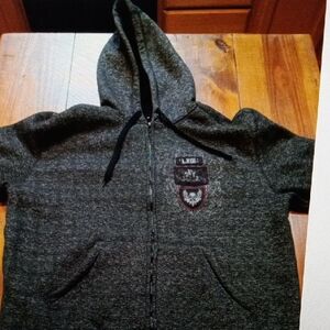Route 66 XL  Mens Gray Hooded Zip-Up Sweatshirt